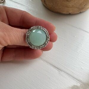 Silver and Green Gemstone Ring